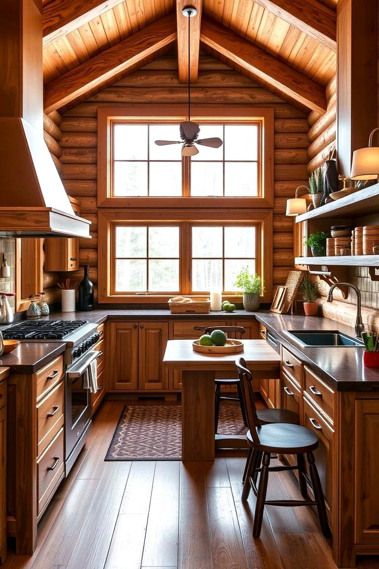 Multi Functional Kitchen Spaces - 24 Log Cabin Kitchen Design Ideas