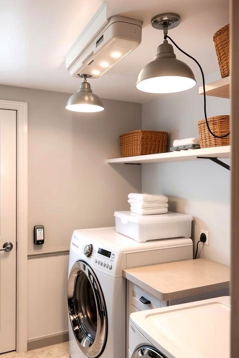 Multi Functional Light Fixtures - 24 Laundry Room Lighting Ideas