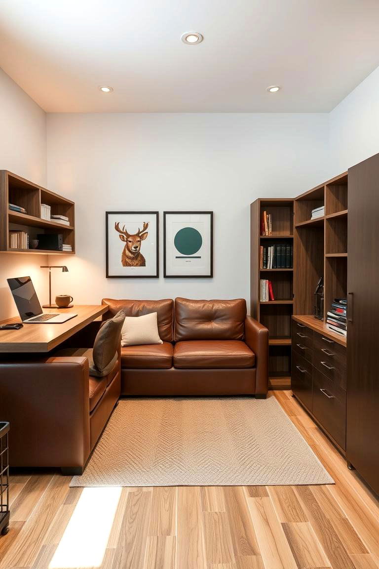 Multi Functional Living Space - 24 Brown Leather Couch Living Room Ideas