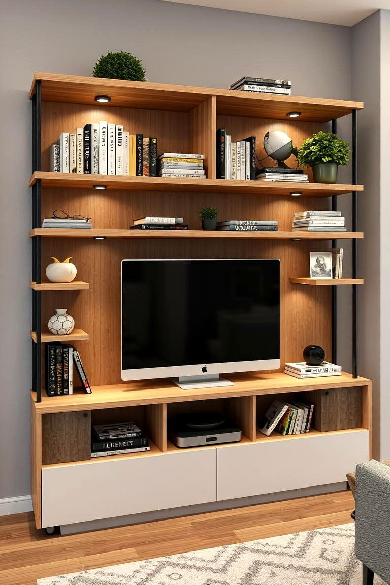 Multi Functional Media Shelf - 24 Built-in Bookshelf Ideas