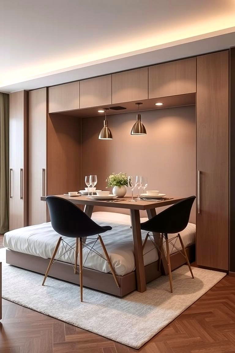 Multi Functional Murphy Bed with Dining Table - 24 Murphy Bed Ideas