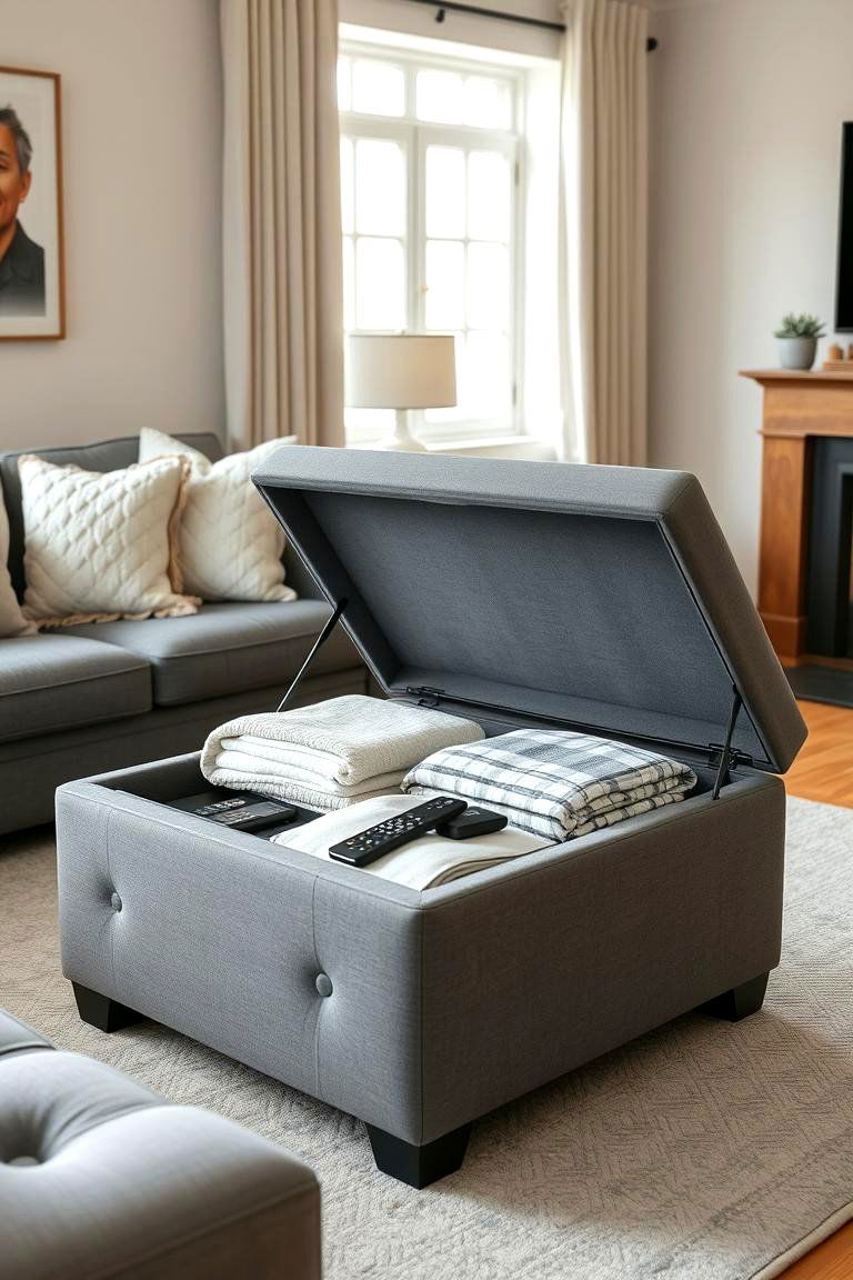 Multi Functional Ottoman - 24 Living Room Storage Ideas