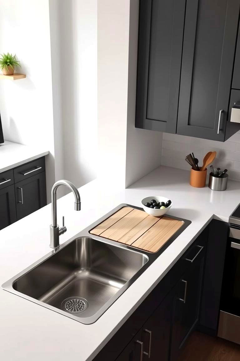 Multi Functional Sink with Accessories - 24 U Shaped Kitchen Ideas