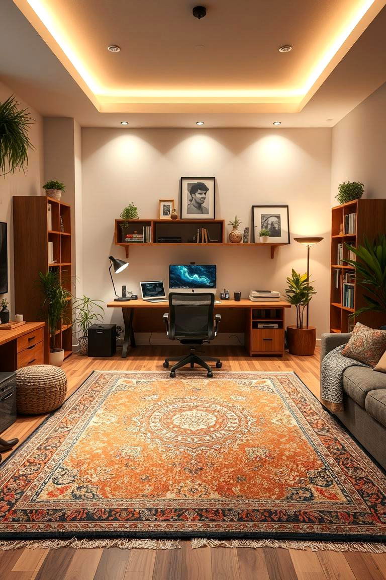 Multi Functional Zones - 24 Home Office Ideas for Him