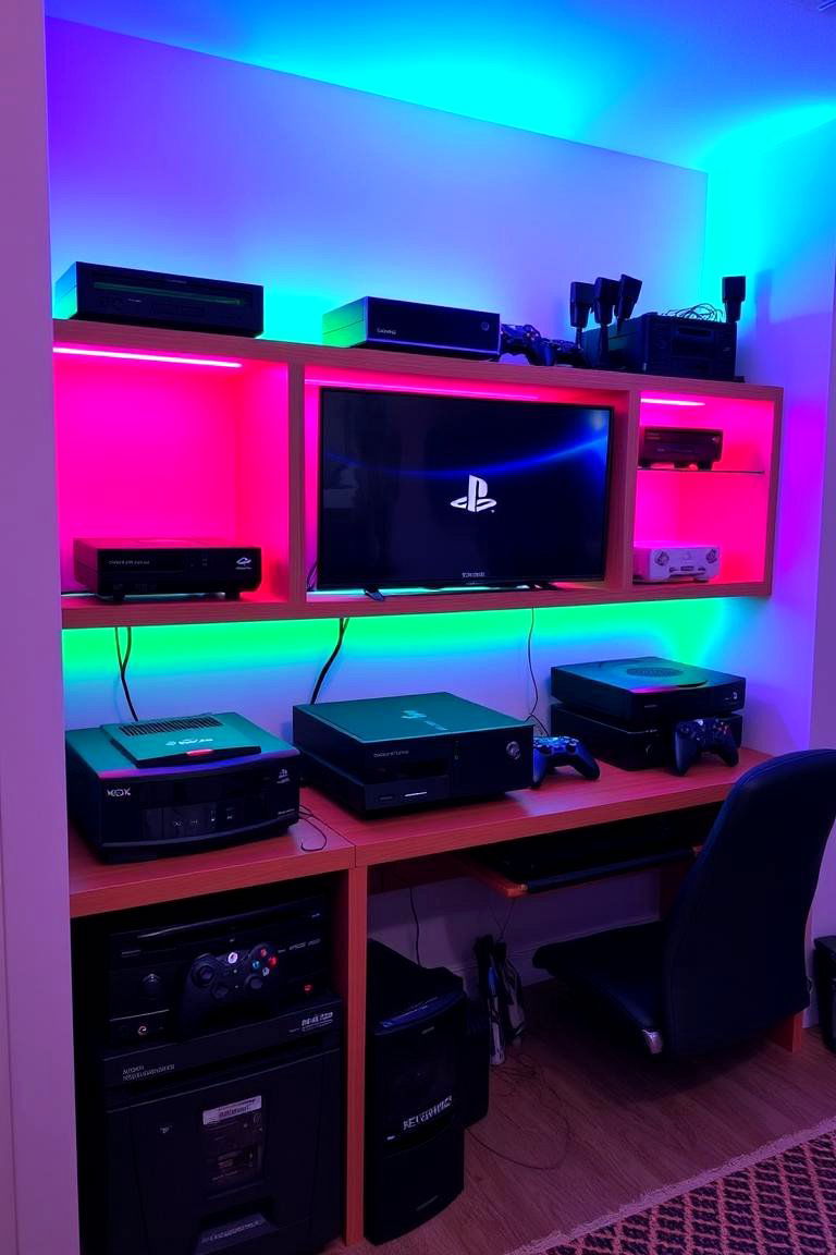Multi Game Console Setup - 24 Arcade Room Ideas
