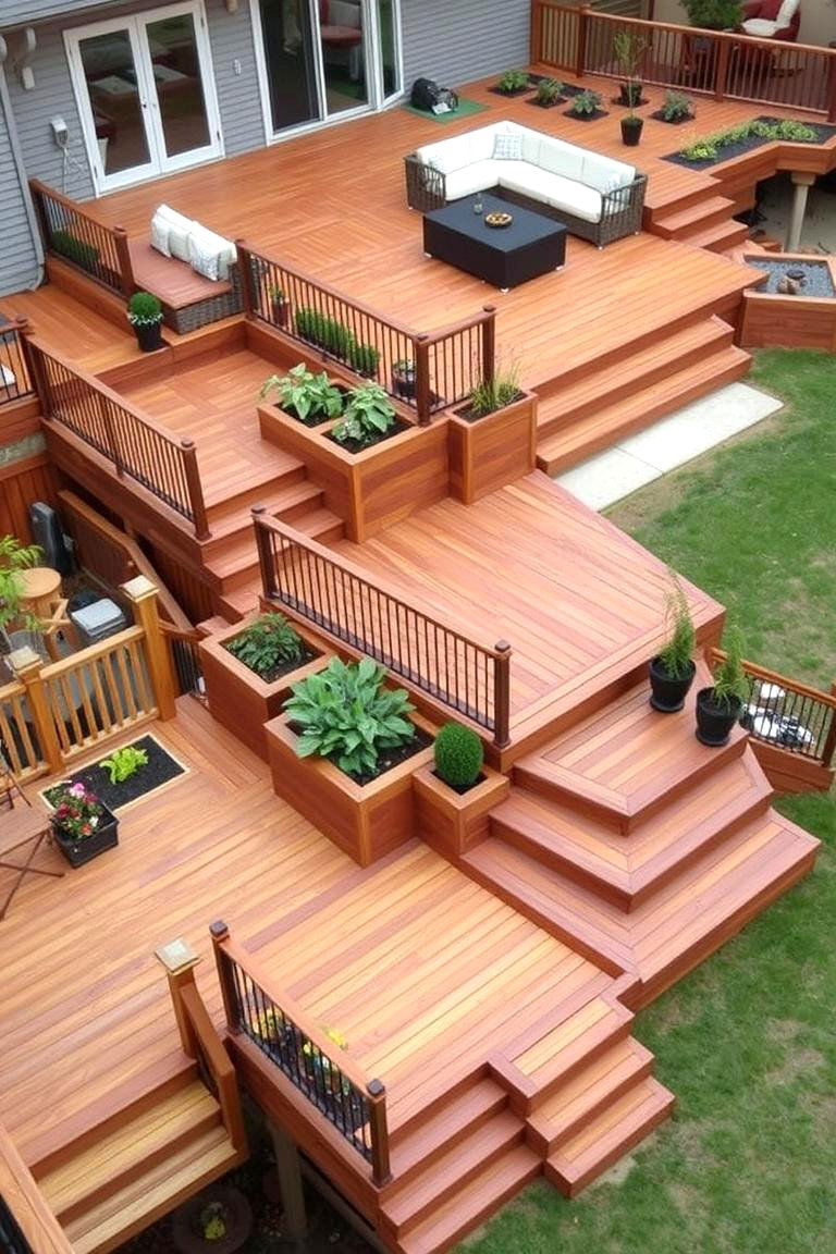 Multi Level Decking Design - 24 Down Sloped Backyard Ideas
