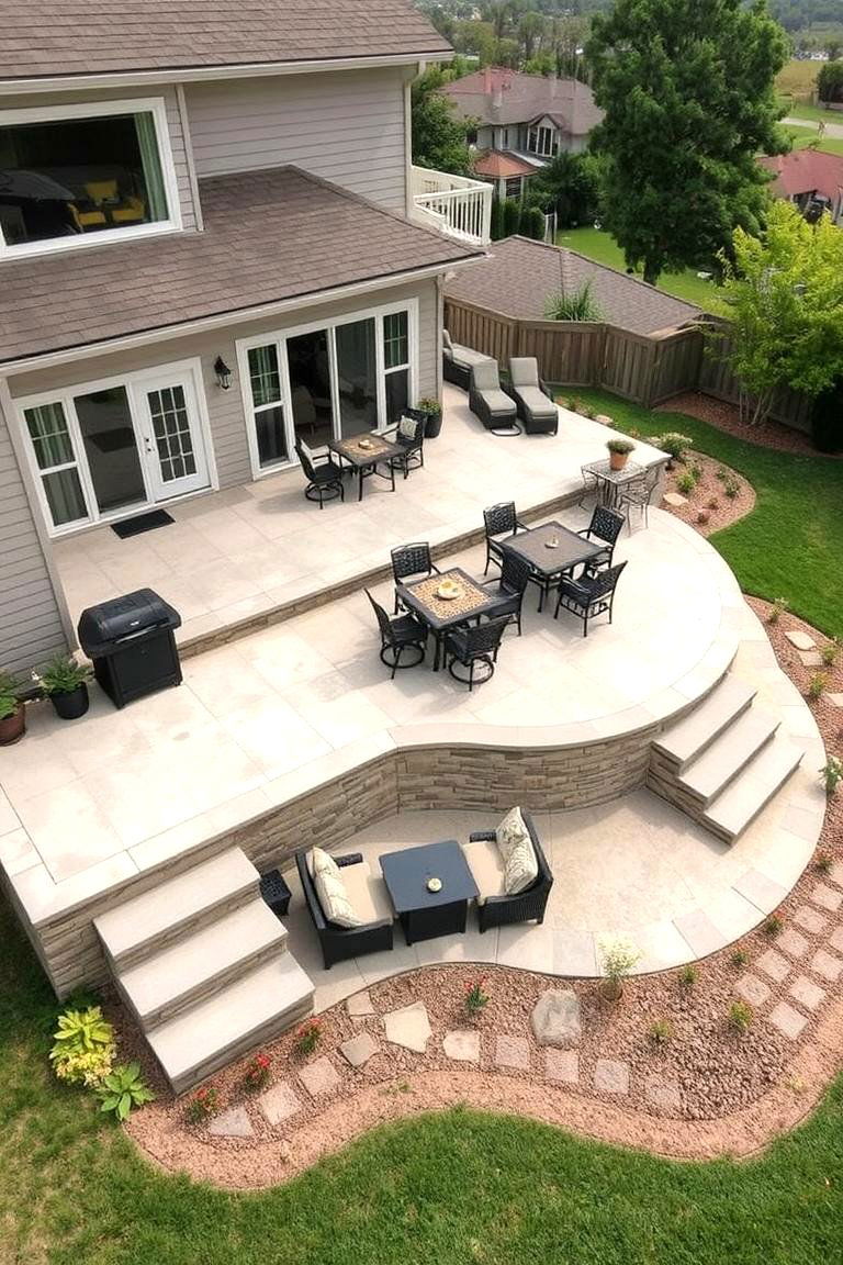 Multi Level Entertaining Area - 24 Raised Concrete Patio Ideas