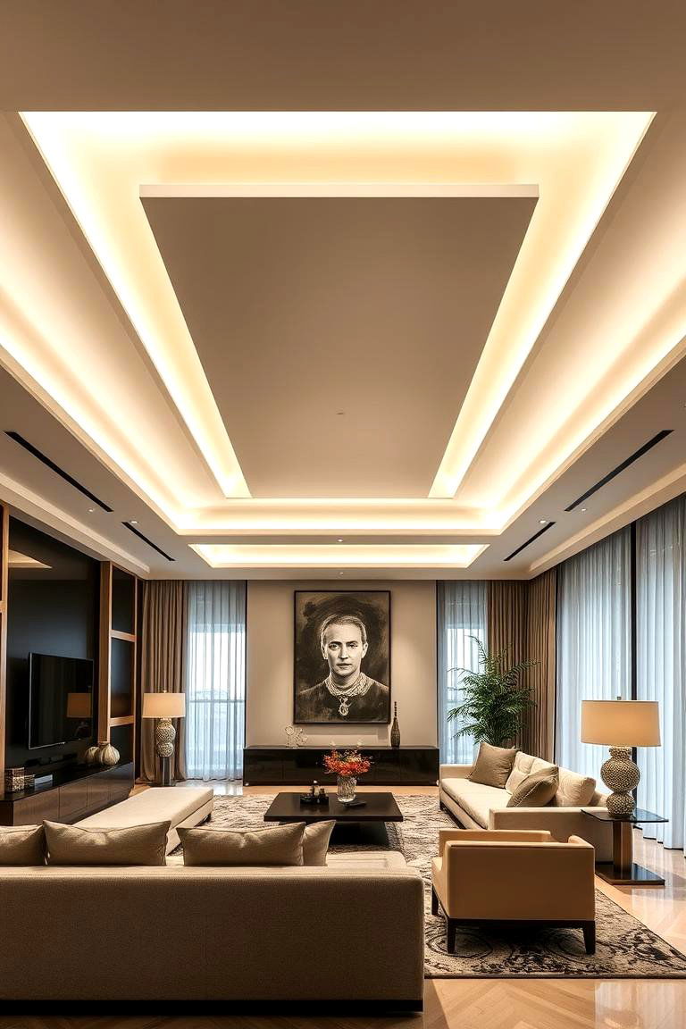 Multi Level False Ceiling Depth - 24 Living Room False Ceiling Design Ideas