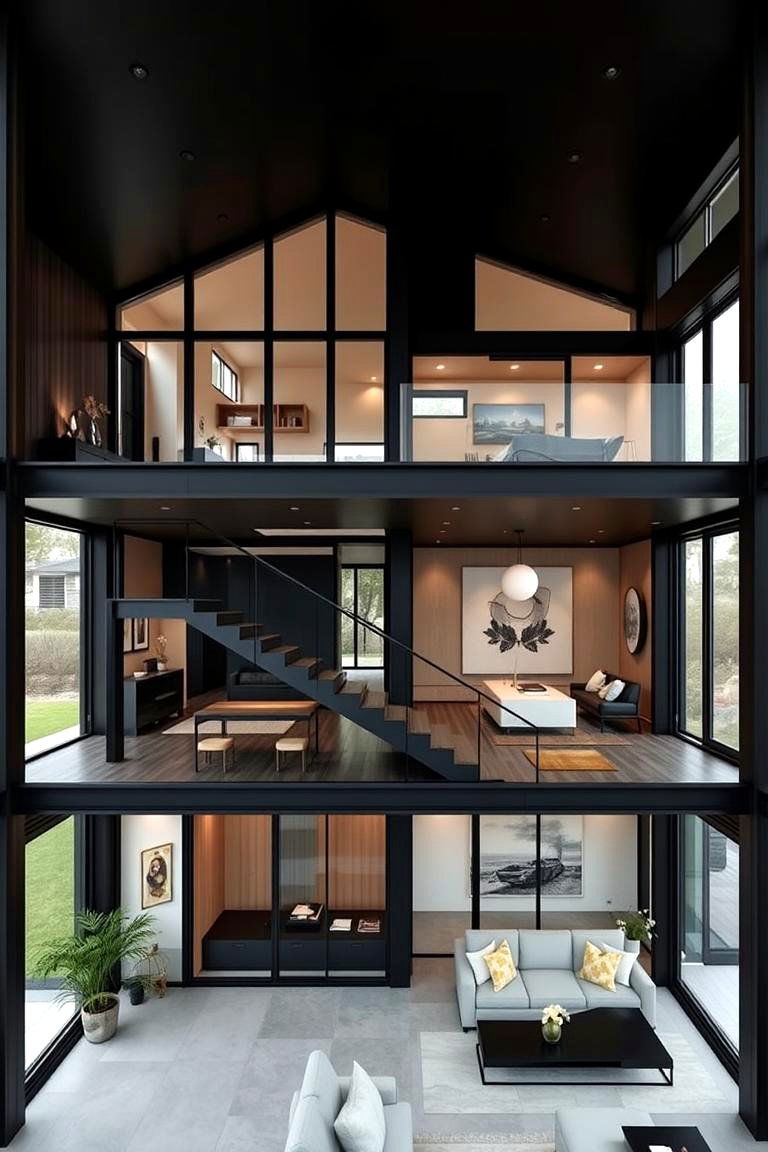 Multi Level Floor Plans - 24 Modern Black Houses