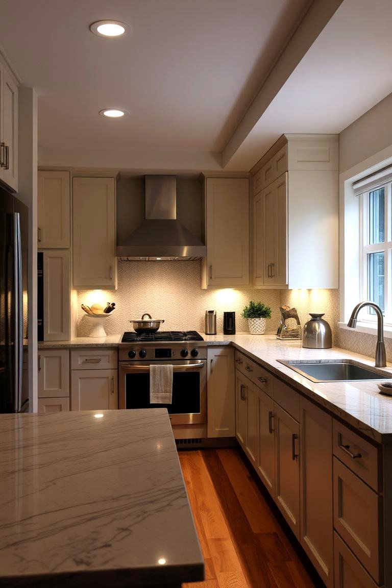 Multi Level Lighting for Depth and Dimension - 24 Small Kitchen Lighting Ideas