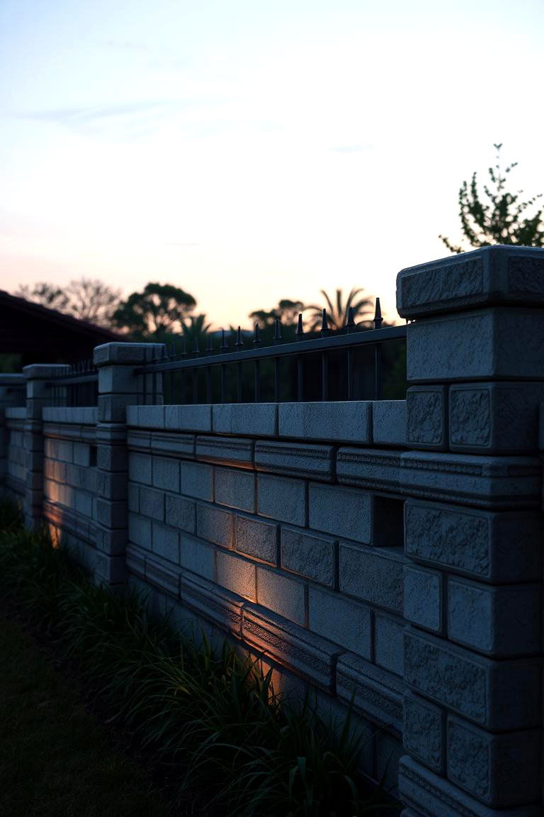 Multi Level Stacked Cinder Block Fence - 24 Cinder Block Fence Ideas