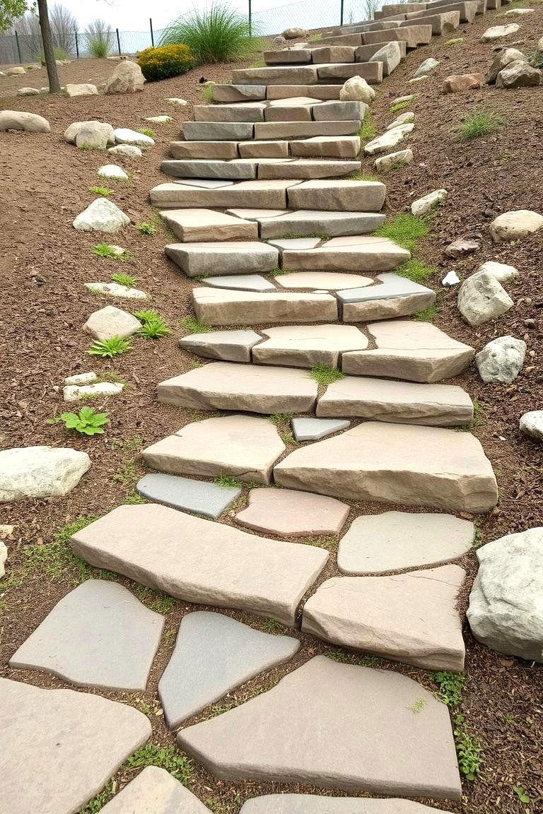 Multi Level Stepping Stones - 24 Front Walkway Ideas