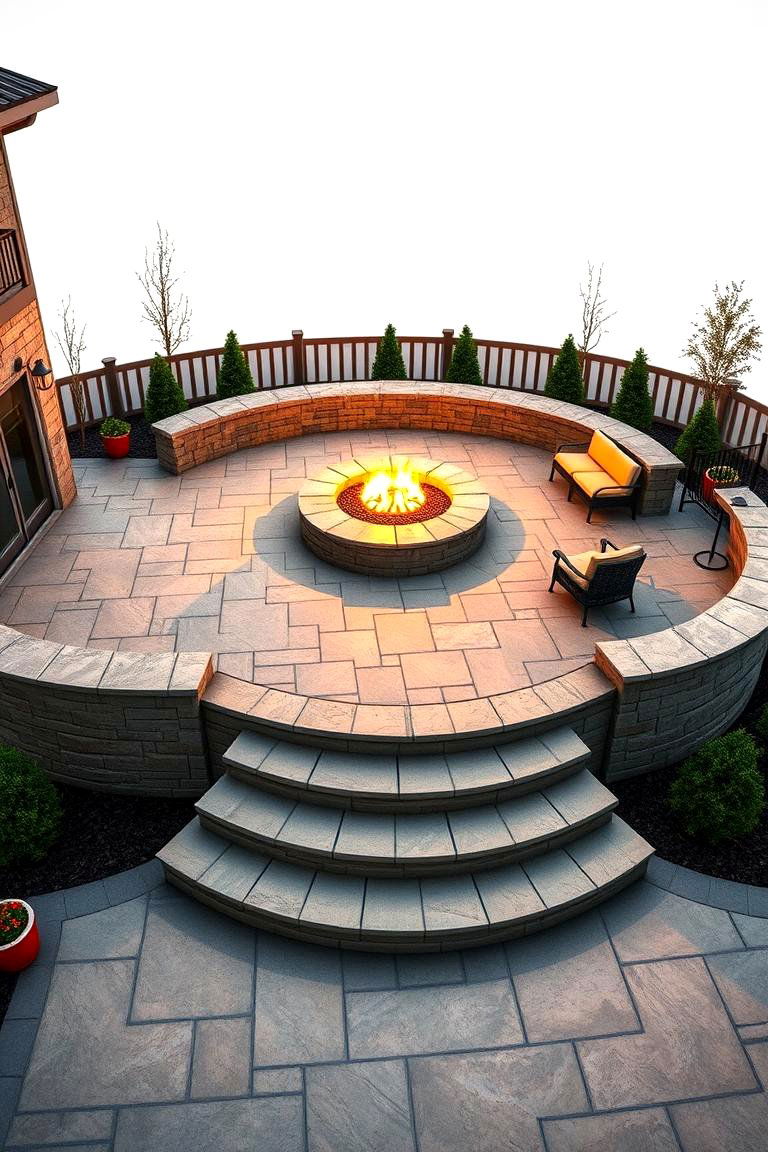 Multi Level Stone Terrace with Fire Pit - 24 Stone Patio With a Fire Pit Ideas