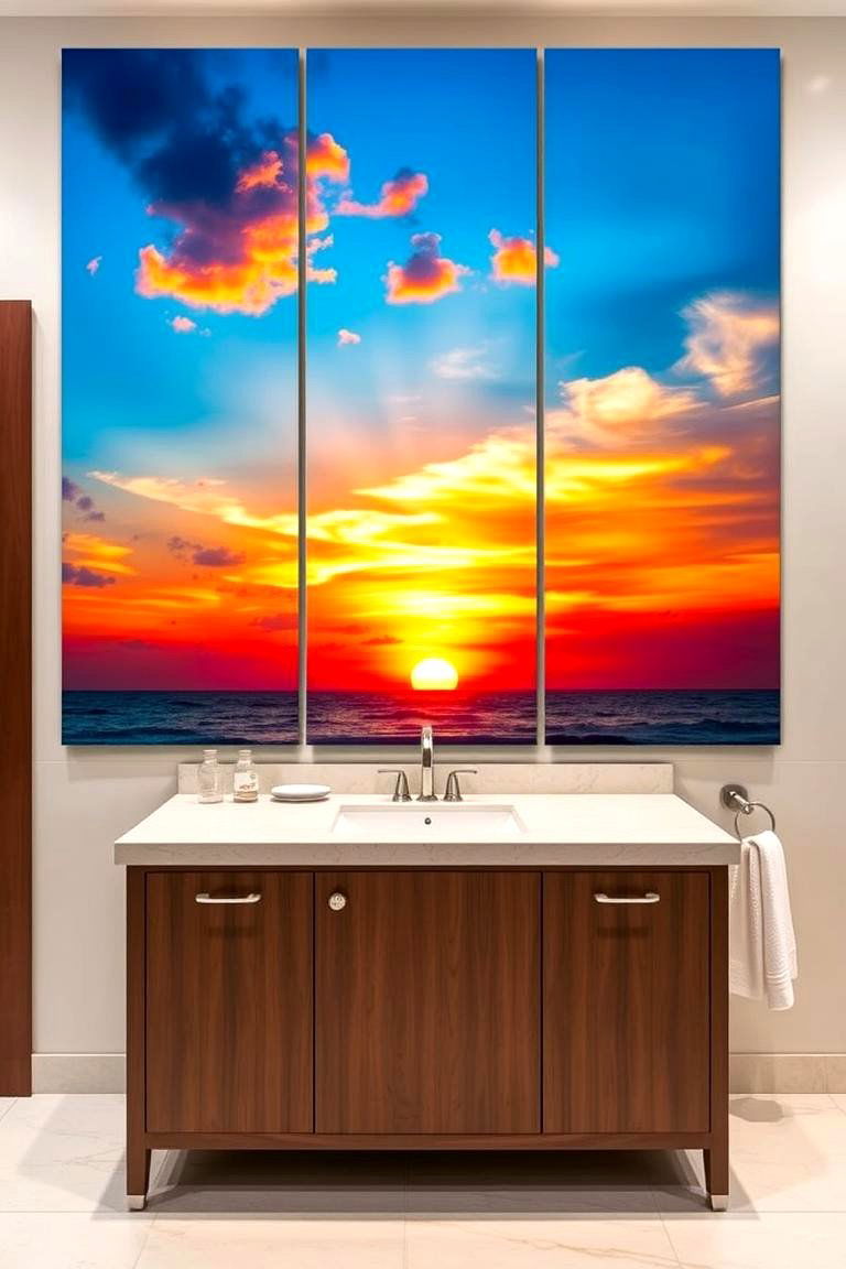 Multi Panel Art for Dramatic Impact - 24 Bathroom Art Ideas