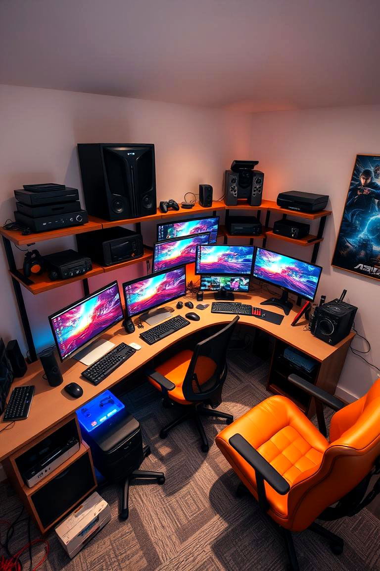 Multi Platform Gaming Station - 24 Video Game Room Ideas