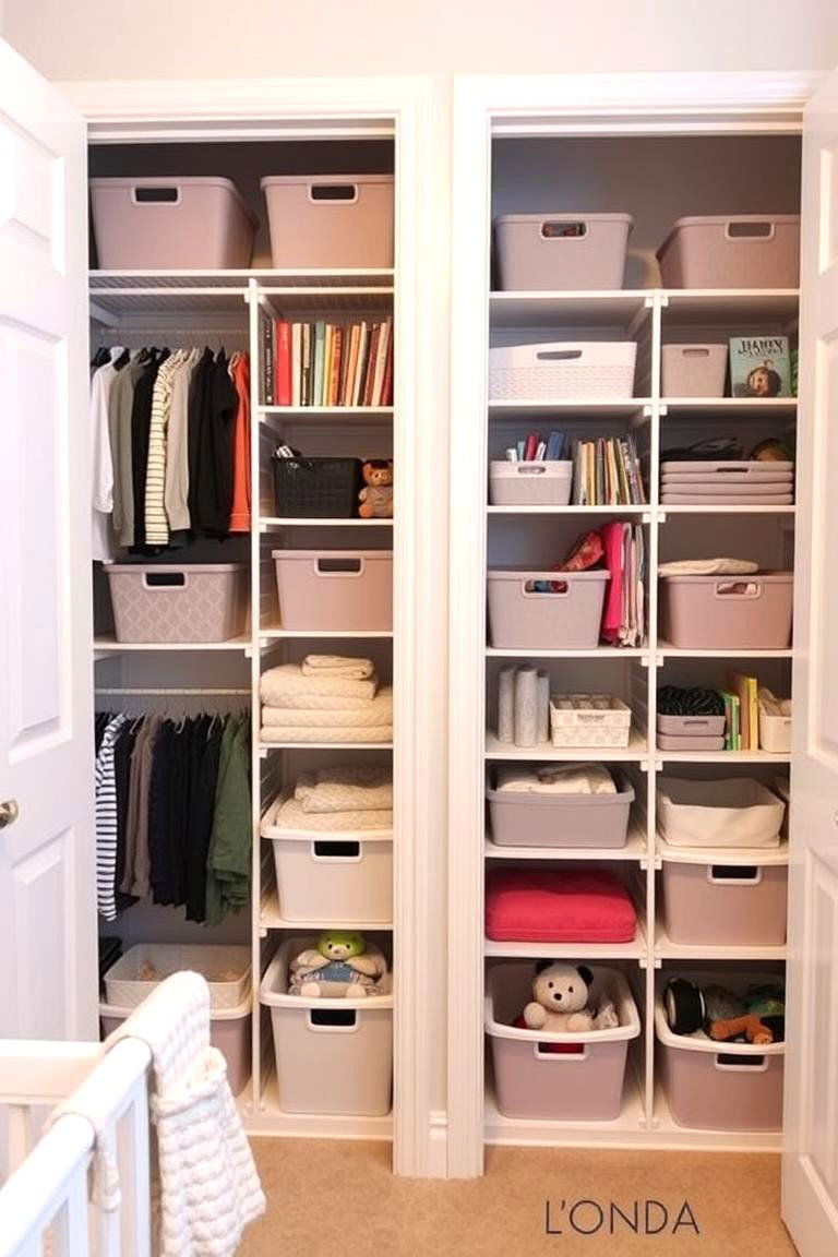 Multi Purpose Closet Storage - 24 Nursery Closet Ideas