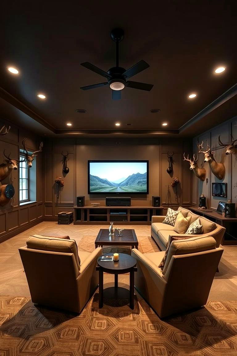Multi Purpose Entertainment Space - 24 Hunting Trophy Room Ideas