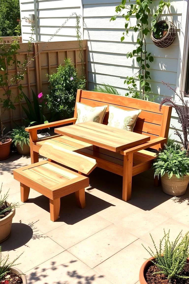 Multi Purpose Garden Bench with Table - 24 Garden Bench Ideas