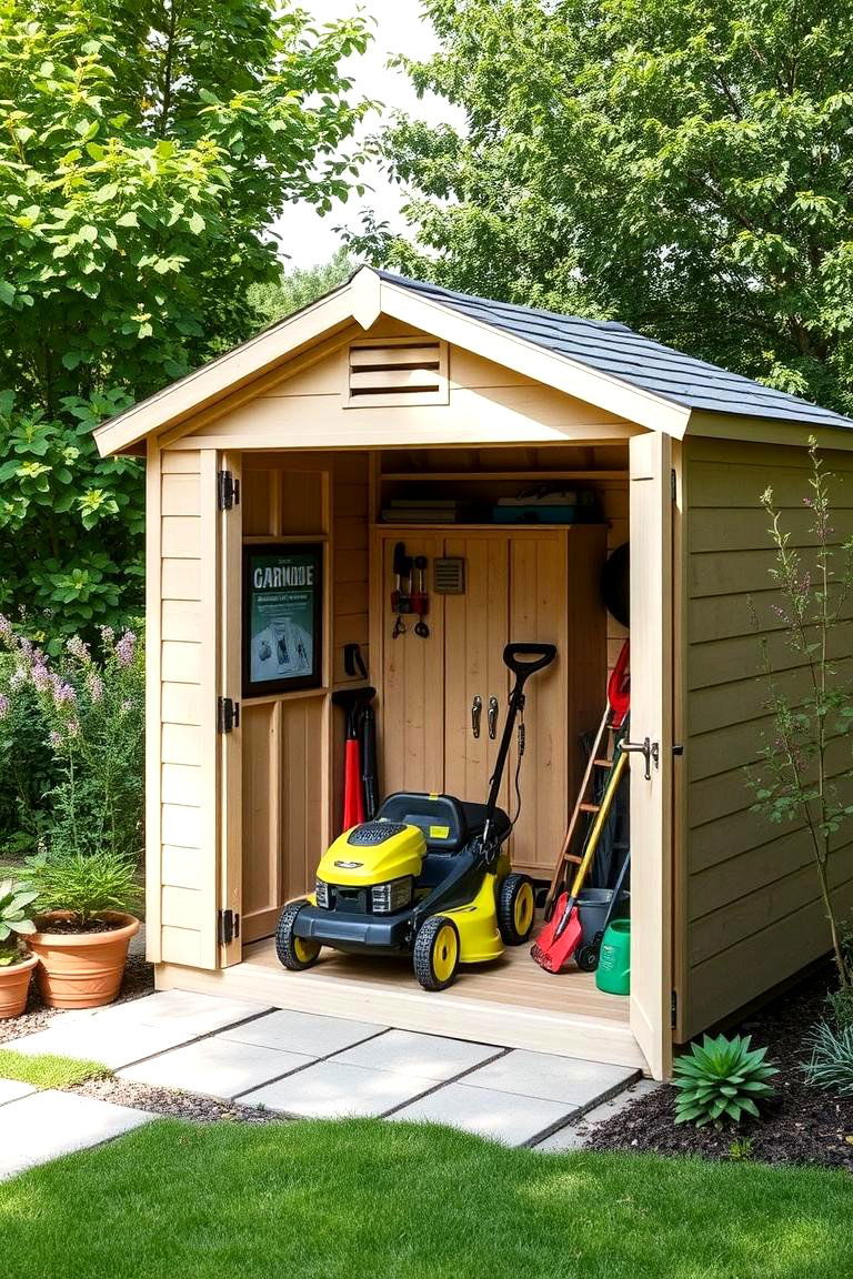 Multi Purpose Garden Shed - 24 Lawn Mower Storage Ideas