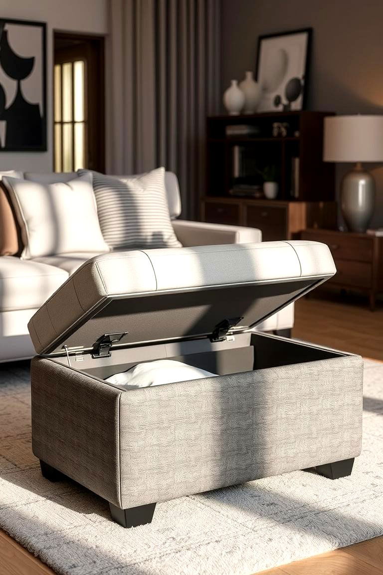 Multi Purpose Ottoman Storage - 24 Blanket Storage Ideas