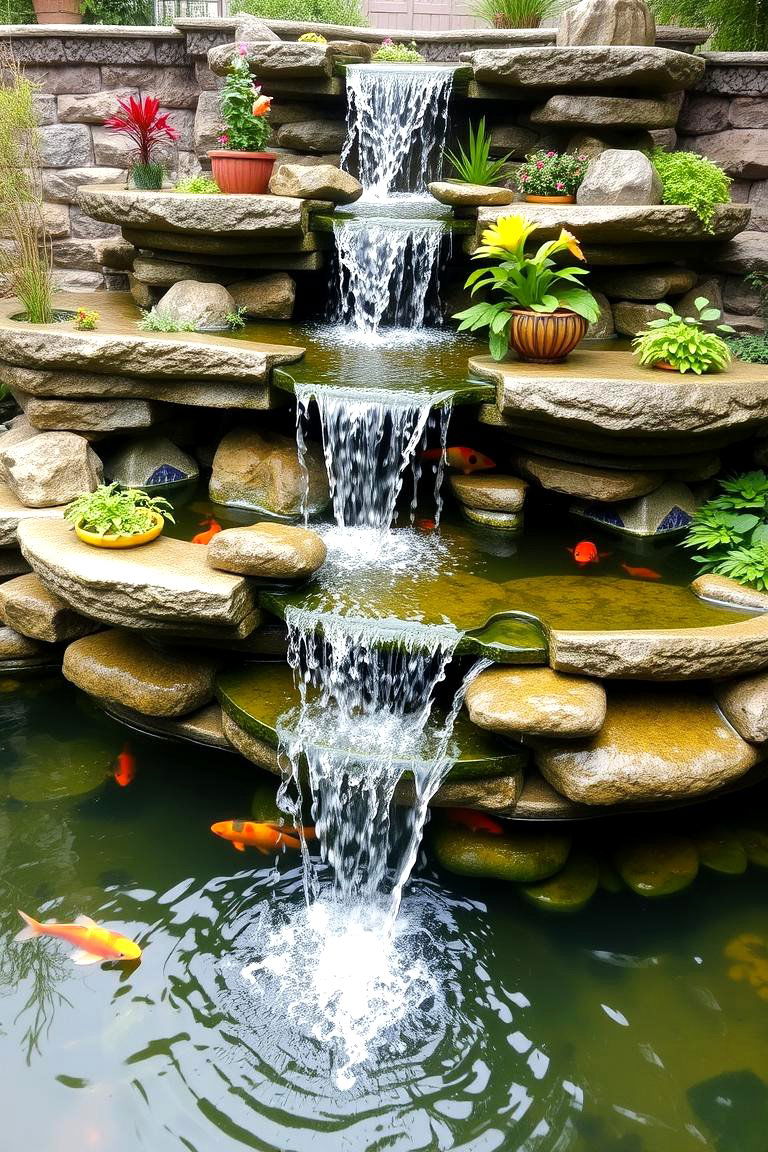 Multi Tiered Koi Pond - 24 Koi Pond Ideas