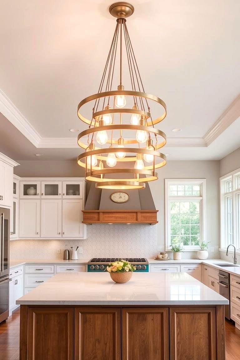 Multi Tiered Lighting for Visual Depth - 24 Kitchen Island Lighting Ideas