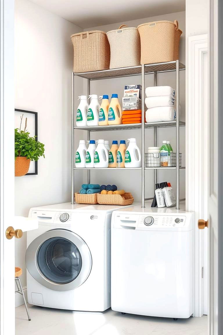 Multi Tiered Rack System for Organized Storage - 24 Laundry Detergent Storage Ideas