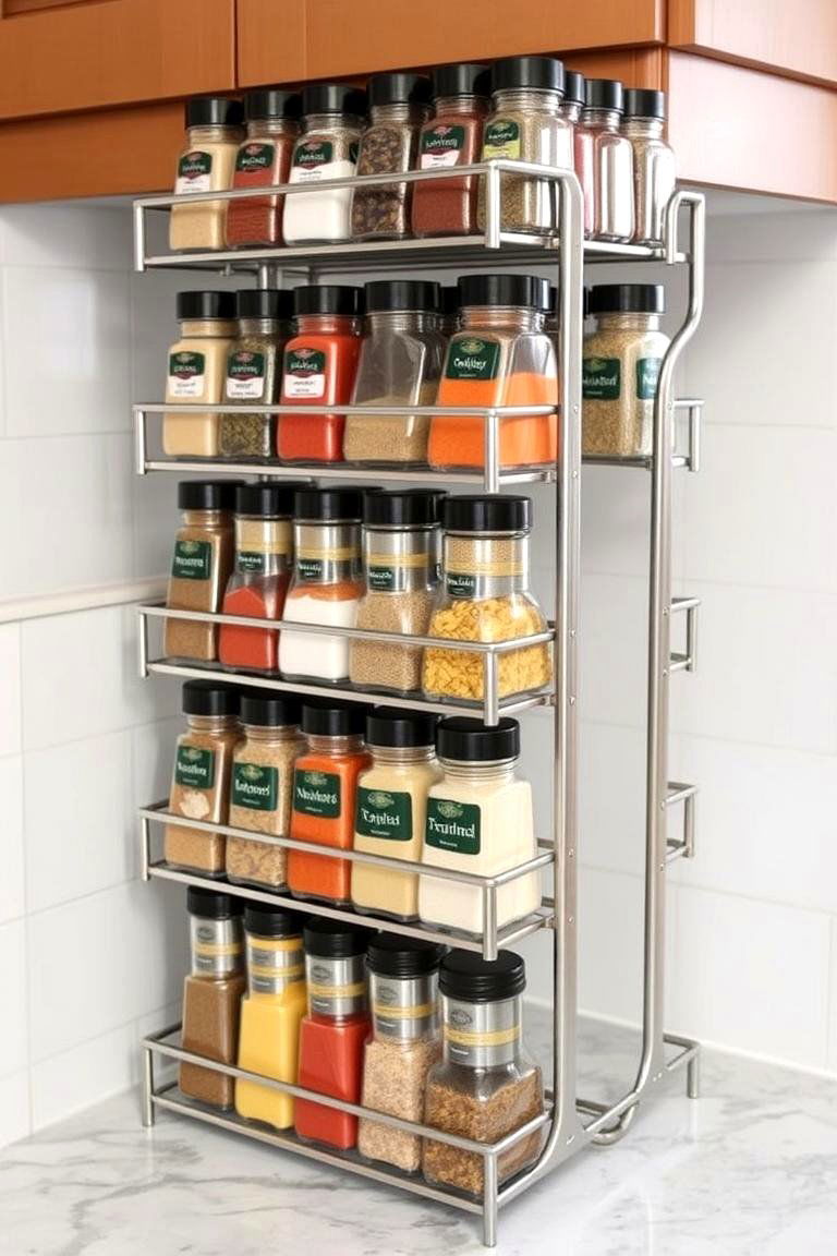 Multi Tiered Spice Racks - 24 Small Kitchen Storage Ideas