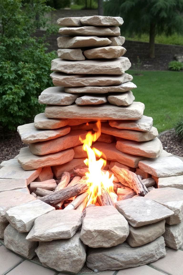 Multi Tiered Stone Fire Pit - 24 Rock Fire Pit Ideas