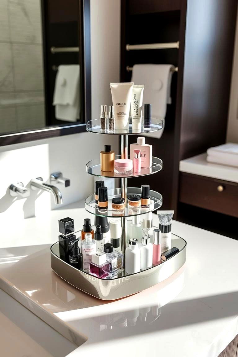 Multi Tiered Trays - 24 Small Bathroom Storage Ideas