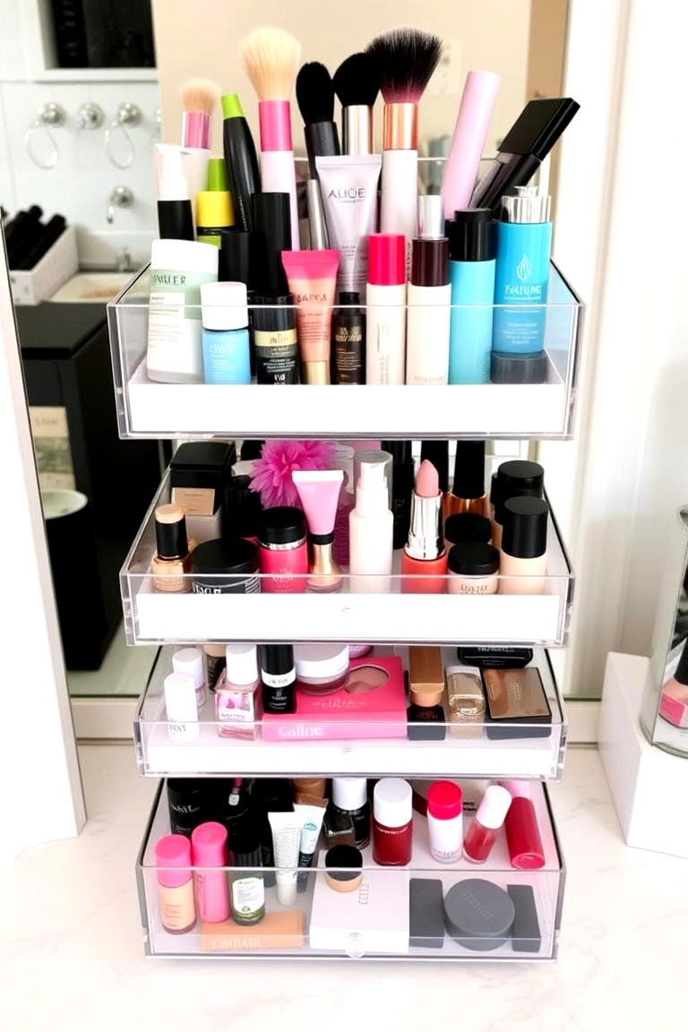 Multi Tiered Vanity Organizers - 24 vanity organization ideas