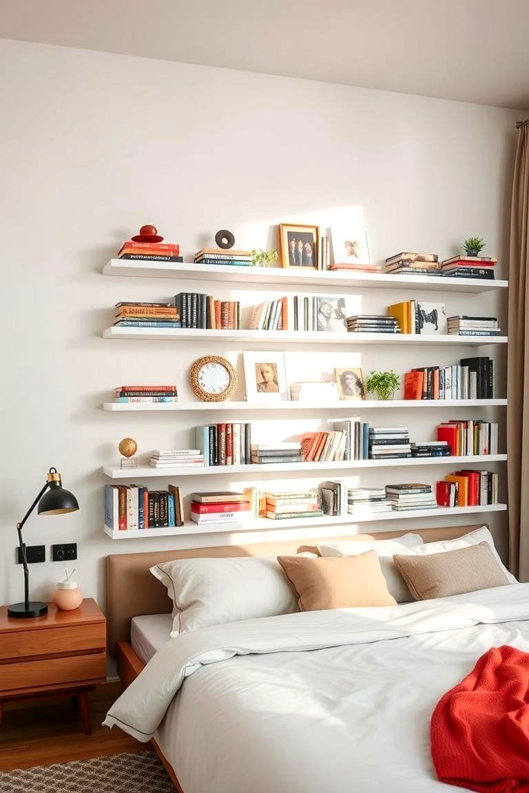 Multi Tiered Wall Shelves - 24 Bedroom Shelving Ideas