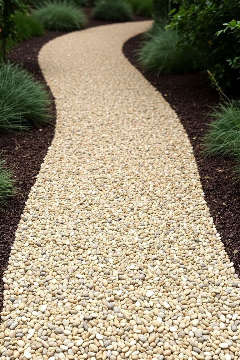 Multi Tonal Gravel Trail - 24 Pea Gravel Walkway Ideas