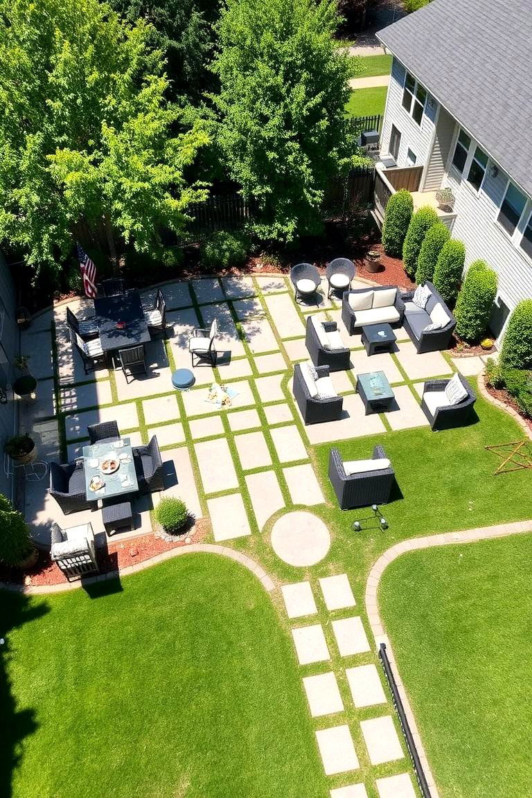 Multi Zoned Entertainment Area - 24 Large Backyard Landscaping Ideas