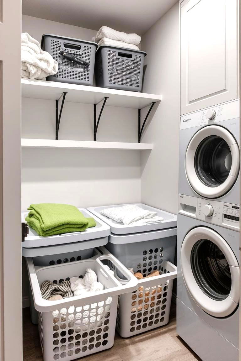Multi compartment Sorting Baskets - 24 Laundry Basket Storage Ideas