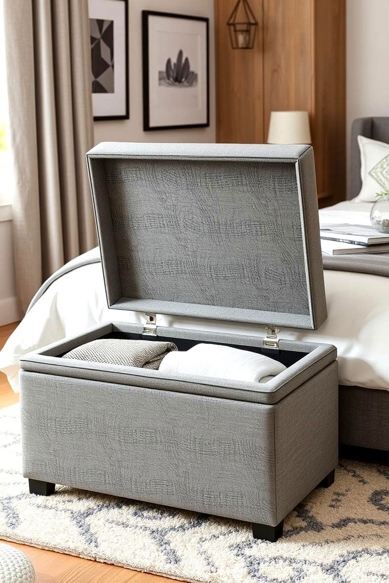 Multi functional Ottoman with Storage - 24 small bedroom storage ideas