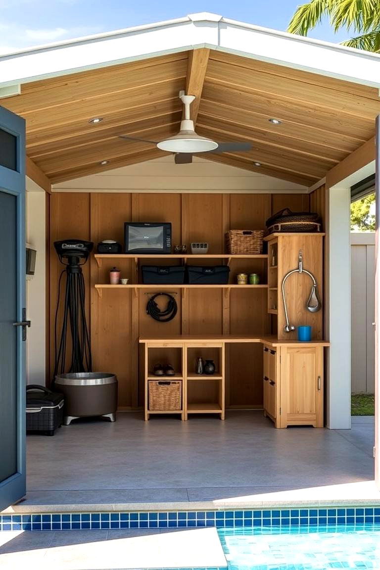 Multi functional Poolside Shed - 24 Pool Shed Ideas