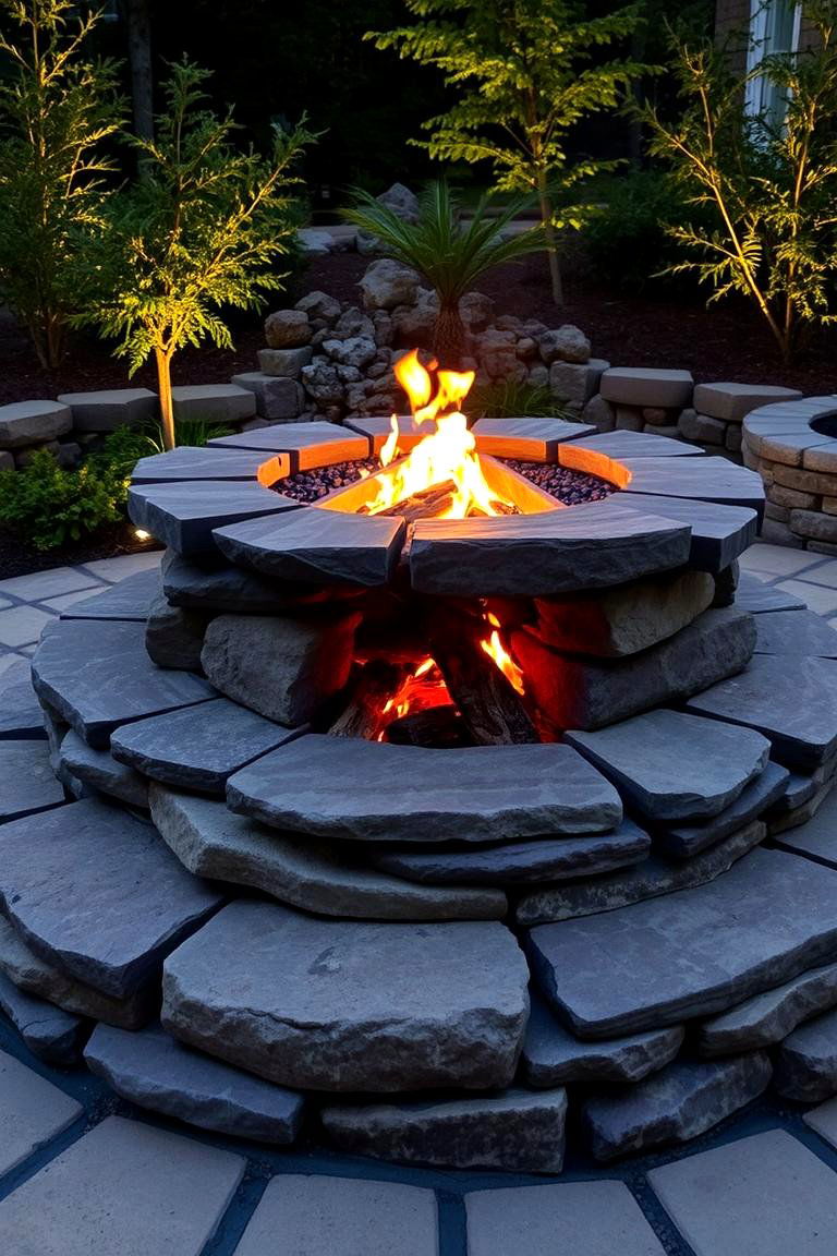 Multi level Stone Fire Pit - 24 Stone Fire Pit Ideas