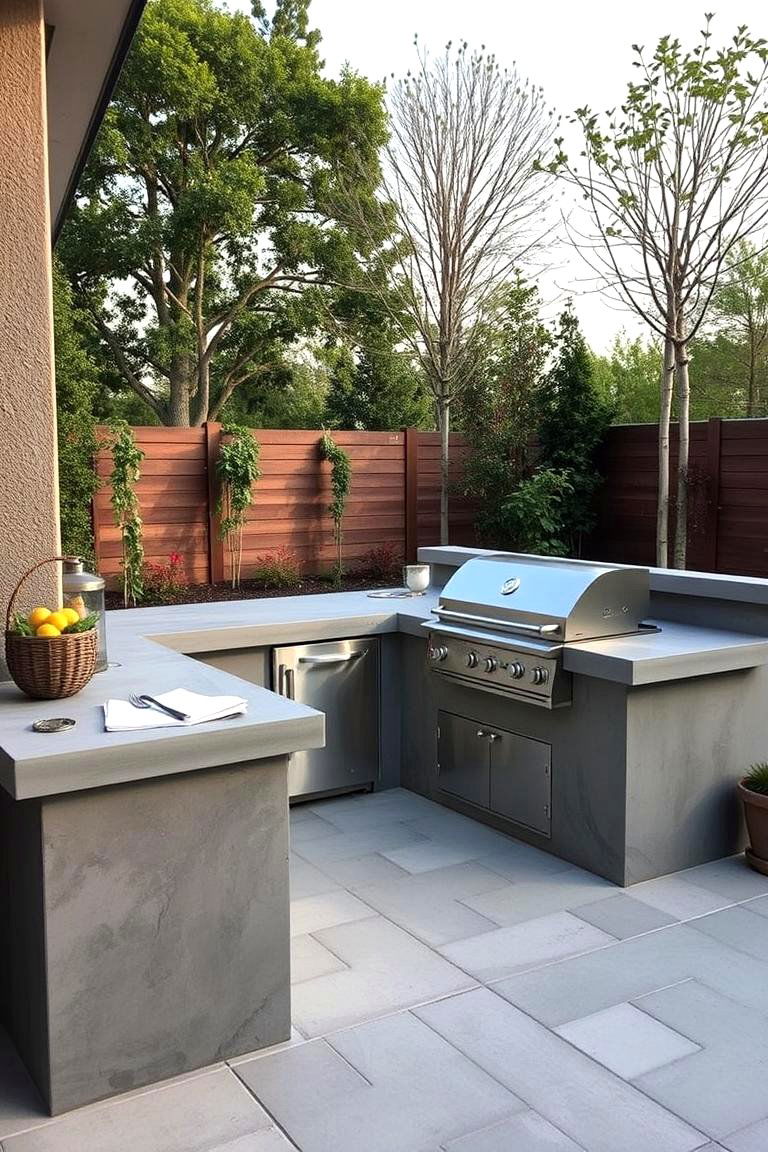 Multifunctional Concrete Outdoor Kitchens - 24 Concrete Garden Ideas