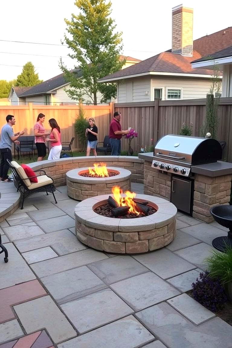 Multifunctional Concrete Paver Fire Pit and Outdoor Grill - 24 Concrete Paver Patio Fire Pit Ideas