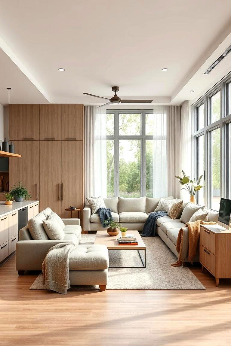 Multifunctional Greige Family Space - 24 Greige Interior Design Ideas