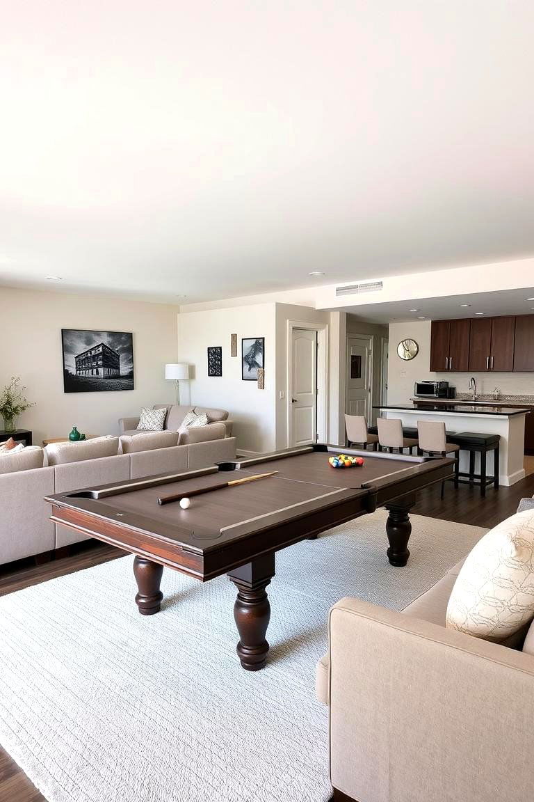 Multifunctional Living Space with a Pool Table - 24 Pool Table Room Ideas