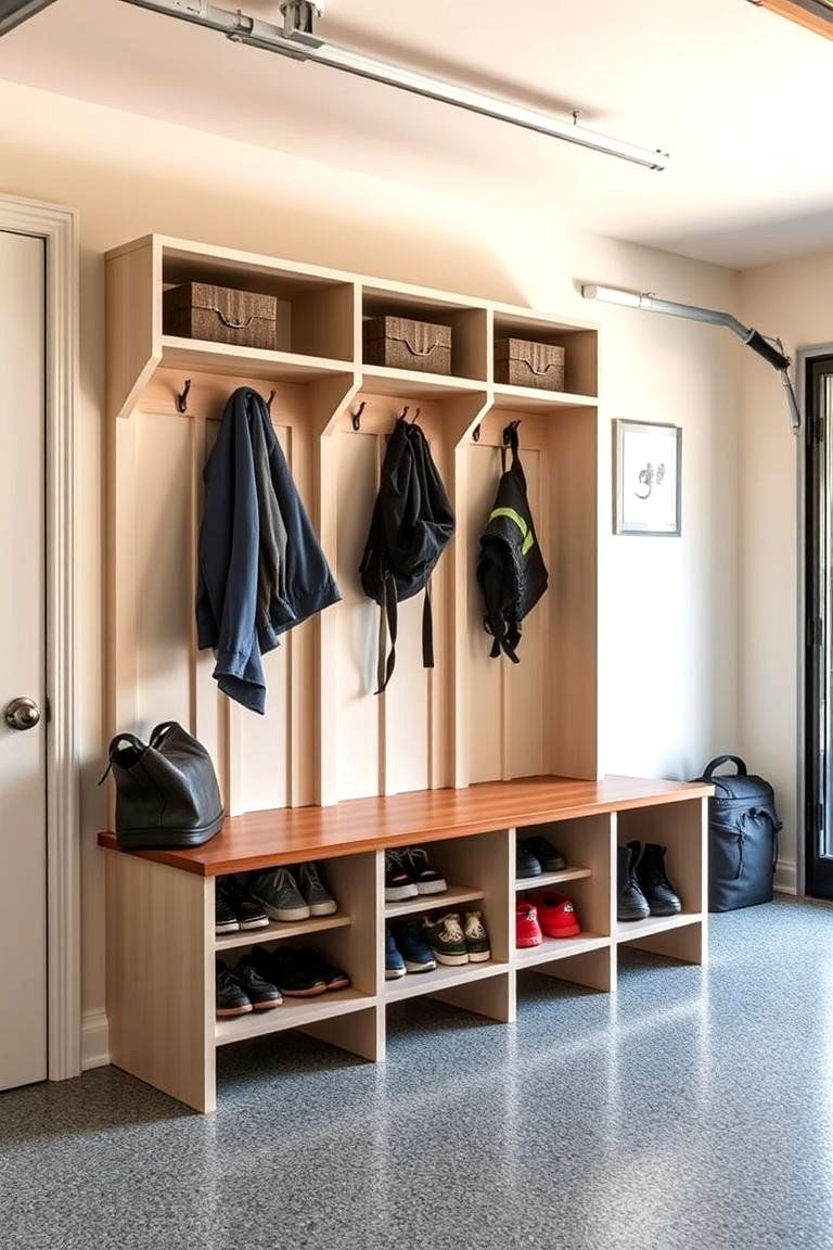 Multifunctional Mudroom Bench with Storage - 24 Garage Entryway Ideas