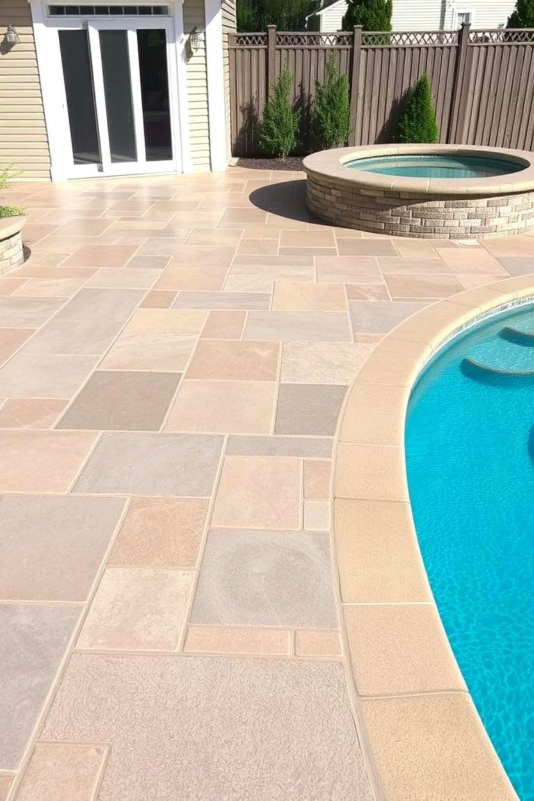 Multifunctional Outdoor Space - 24 Stamped Concrete Pool Deck Ideas