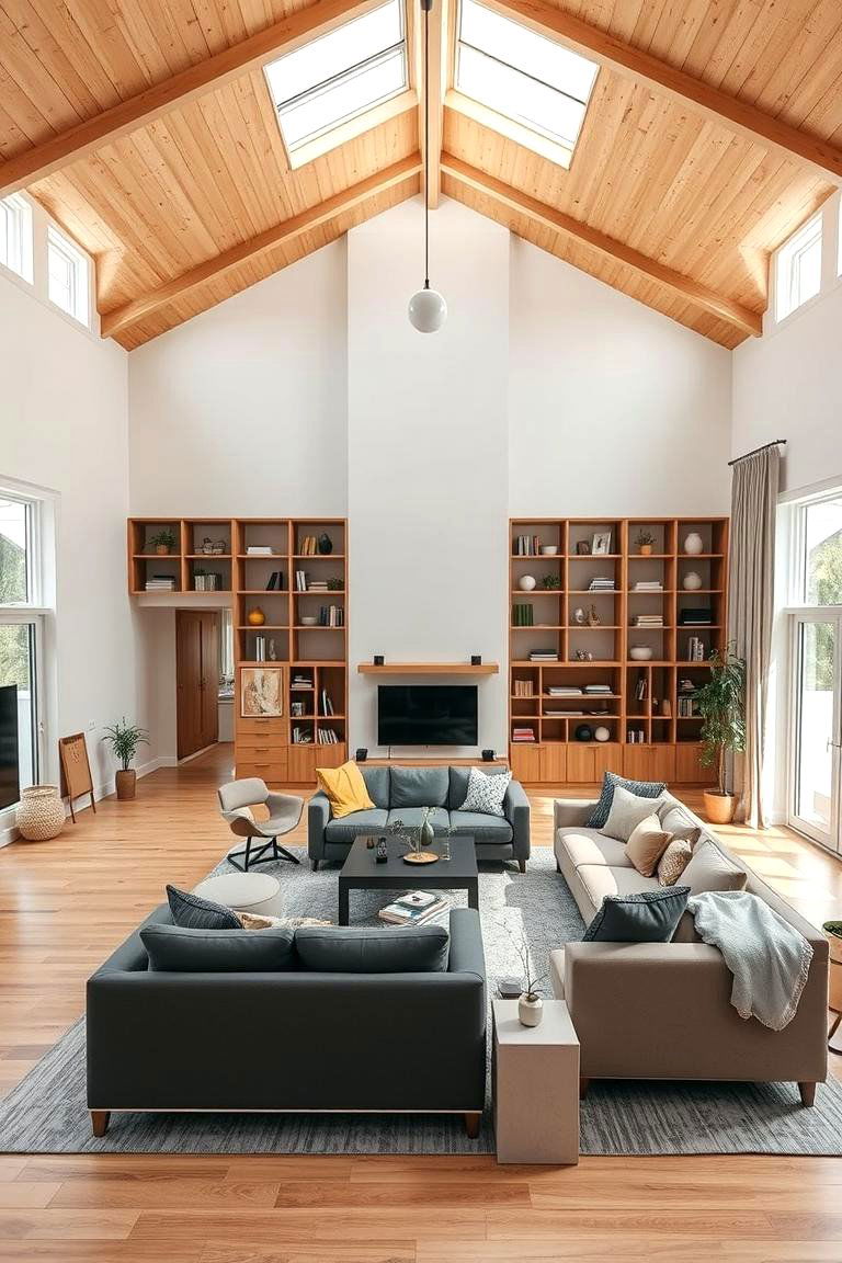 Multifunctional Spaces with Flexible Layouts - 24 Open Concept Vaulted Ceiling Living Room Ideas
