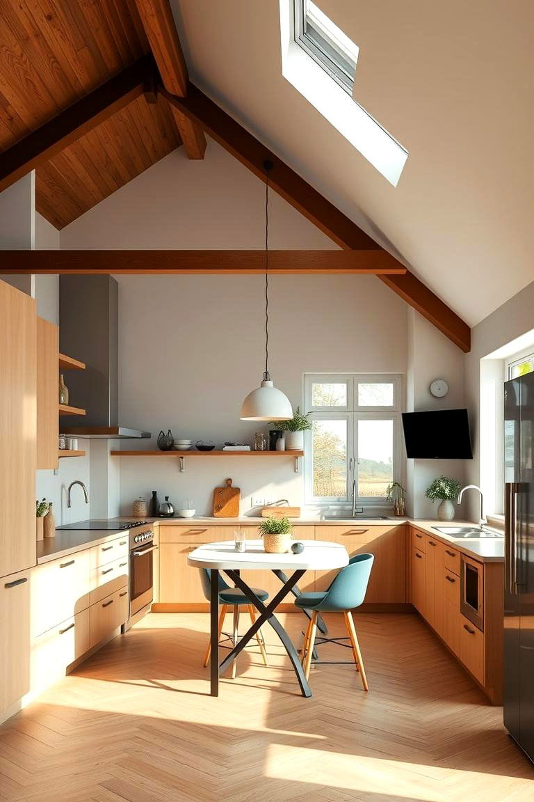 Multifunctional Spaces with Sloped Roofs - 24 Sloped Ceiling Kitchen Ideas