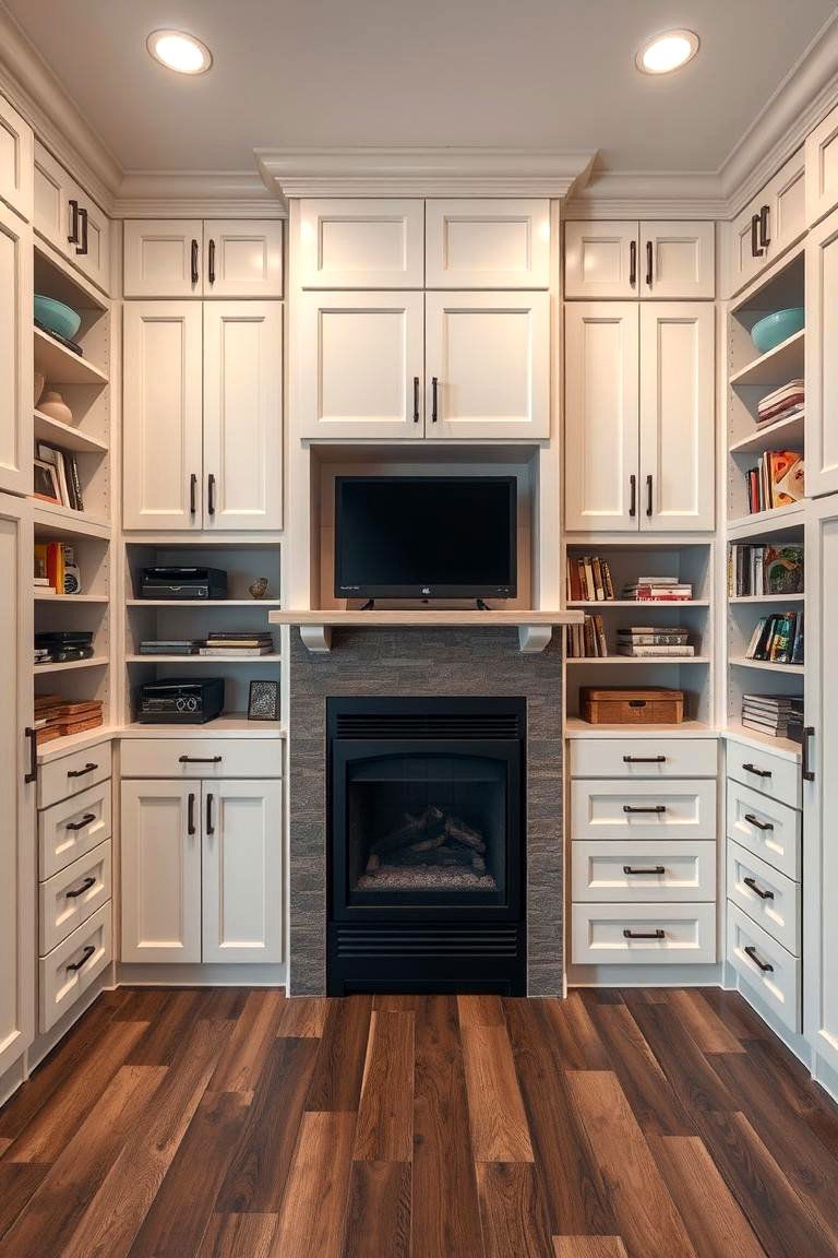 Multifunctional Storage Fireplace Office - 24 Home Office With Fireplace Ideas