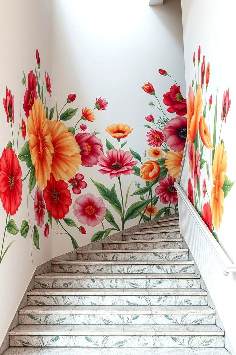 Mural on the Staircase Wall - 24 Painted Stair Ideas