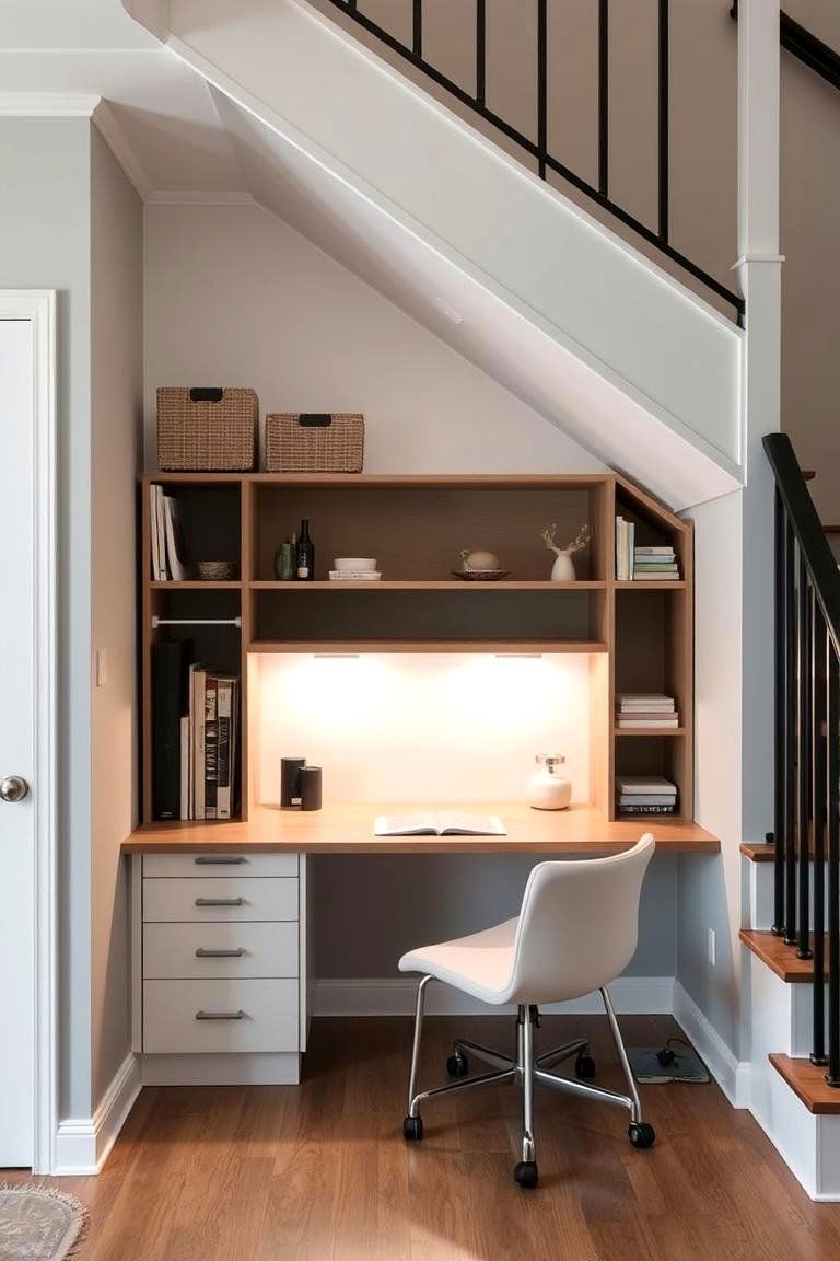 Murphy Desk Workspace - 24 Under Stair Storage Ideas