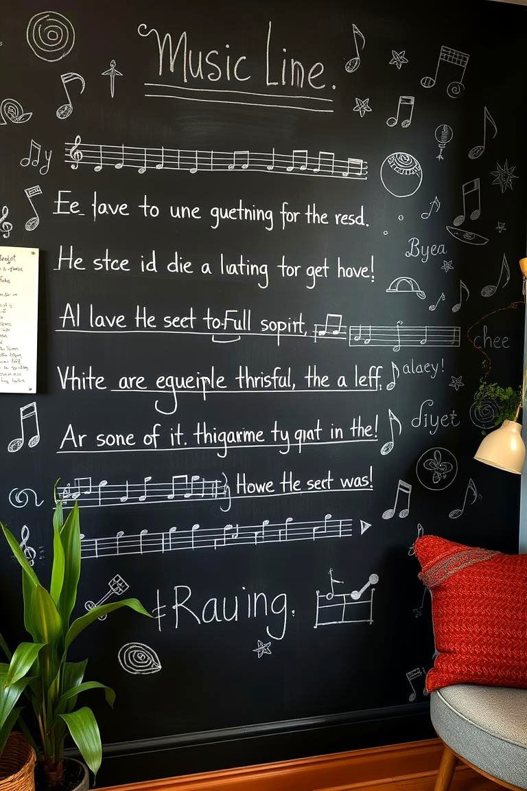 Music Lyric Chalkboard - 24 Chalkboard Wall Ideas